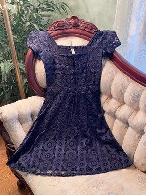 Blue Lace Square Neck Dress Aeropostale NWT Size XS